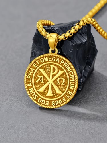 Chi Rho Necklace 925 Sterling Silver Chi Rho Christogram Symbol Necklace Alpha Omega Pendant Religious Lord Jesus Christian Constantine Jewelry for Men Wome2