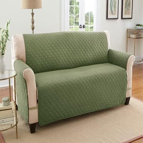 S M Ent. Ultra Reversible Furniture Cover Protector-Olive/Sage-Loveseat