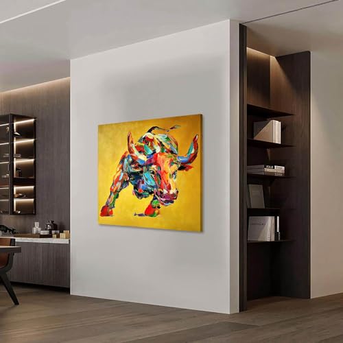 アートパネル 牛 W40cm H40cm 正方形 アートフレーム 絵画 キャンバス 額付き パネルアート ポップアート モダンアート 壁掛け インテリア 装飾 [3]