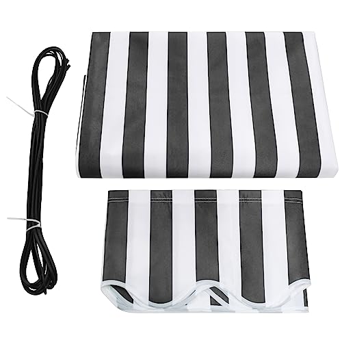 MCombo Patio Awning 12.7x7.8 Feet Fabric Replacement Sunshade Canopy for Retractable Awnings (12.7x7.8 ft, Grey with White Stripes)