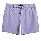 Maamgic Men's 5 Inseam Casual Classic Fit Shorts with Multi-Pocket, Hybrid Quick Dry Shorts - Purple, Large