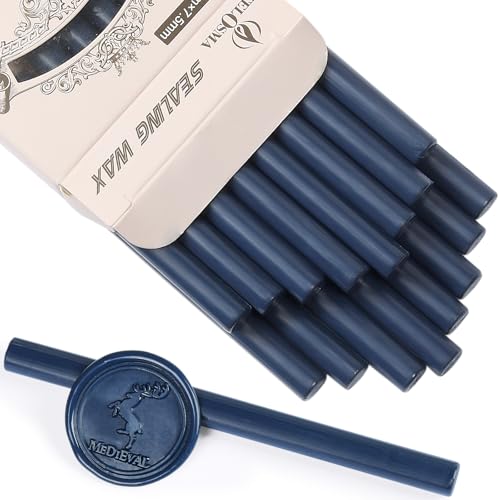 Navy Blue Mini Glue Gun Sealing Wax Stick for Metal Stamp, Making Seals Decoration for Wedding Invitation Envelope Thanks Card Christmas Gift Wrapping, Pack of 16