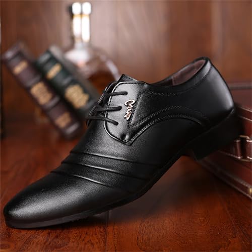 Men Classic Black Business Shoes Pointed-Toe Lace-up Soft Oxfords Shoes Modern Wedding Formal Dress Shoes for Men2