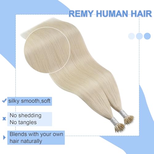 YoungSee Blonde Nano Hair Extensions 16 inch Remy Nano Beads Hair Extensions White Blonde Nano Ring Hair Extension Human Hair Platinum Blonde for Wedding Cold Fusion Smooth 50s 50g - Image 4