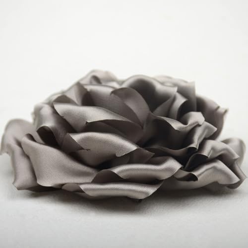 Image of Satin Fabric Rose Flower Brooches Pins for Women Elegant 3D Large Camellia Flowers Floral Lapel Pins for Valentines Day Wedding Bridal Prom Banquet Party Dress Suit Clothes Accessories