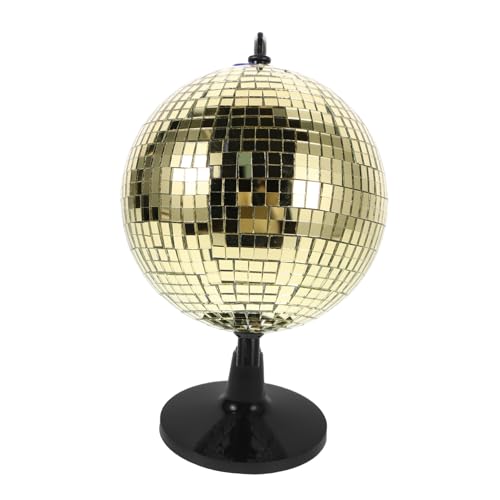 Yardwe Golden Reflective Disco Ball Globe Rotating Educational Home Decor for Office Desk Events Effect Geographical Learning Tool