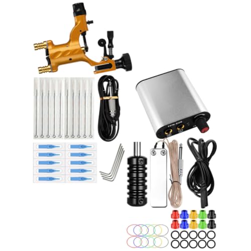 DIYEAH 1juego Kit Profesional de Tatuaje Completo con Máquina Rotativa Portátil Motor Duradero de Acero Inoxidable para Principiantes y Uso Profesional Incluye Accesorios Esenciales