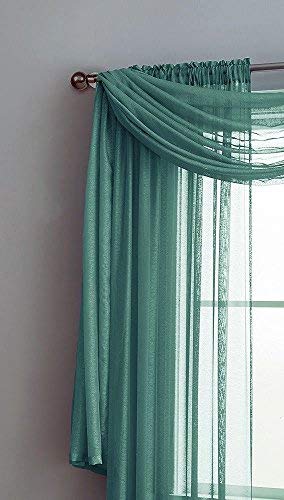 LinenZone Jane - Semi-Sheer Window Scarf (54 x 144) - Elegant Home Decor Window Treatments - Add to Window Curtains for Enhanced Effect (1 Scarf 54" x 144", Dusty Blue) - Thumbnail 2