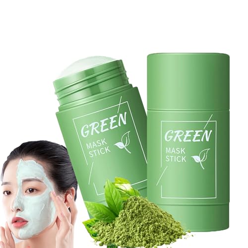 2 Unidades Green Tea Mask Stick,Mascarilla de Té Verde Limpiadora Facial,Elimina Puntos Negros,Reduce Poros,Equilibra Grasa e Hidrata,Apta para Todo Tipo de Piel