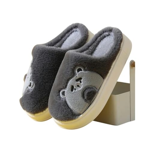 Pantoufles en coton ours gris pour homme et femme | Le cadeau cocooning idéal en peluche