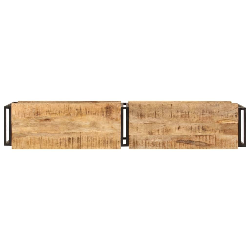 Szafka pod telewizor z litego drewna Mango 160 x 30 x 40 cm z metalową ramą, miejscem do przechowywania i półką, szafka do salonu, kredens, stolik pod telewizor, regał do kina domowego i
