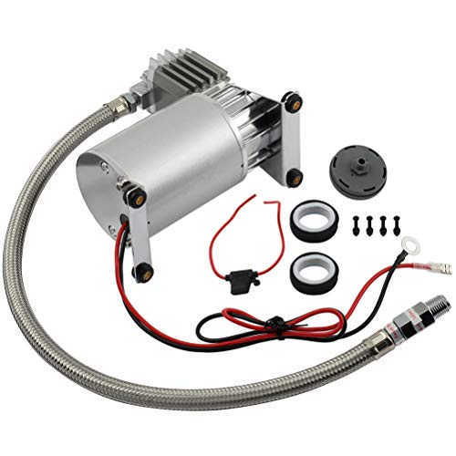 On-board Heavy Duty Air Horn Compressor Kit 200 PSI with Fuse for Cars Trucks Suspension Ride Bag Kit System