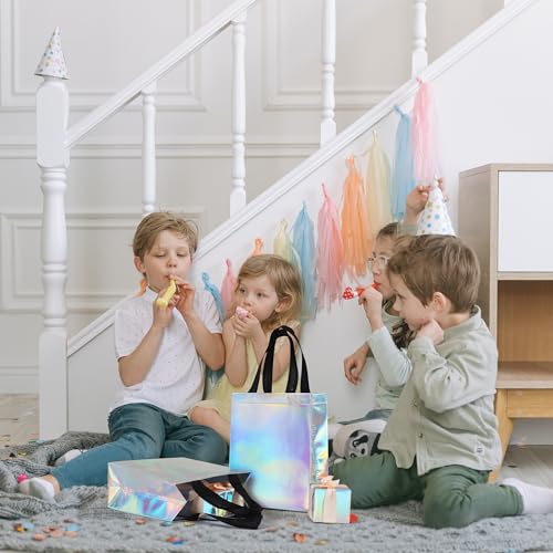 9 Pcs Glossy Small Iridescent Gift Bags  - image 6