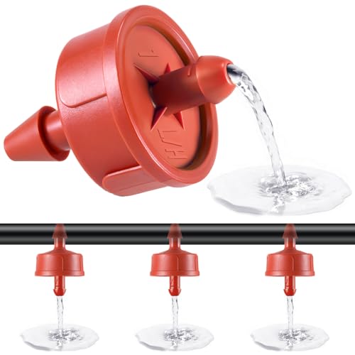 50 PCS 2 GPH Pressure Compensating Drip Irrigation Spot Dripper Strong Flow Drip Irrigation Emitters Heads for Shrubs Small Trees Irrigation Drippers Parts for Deep Root Outdoor Garden Irrigation