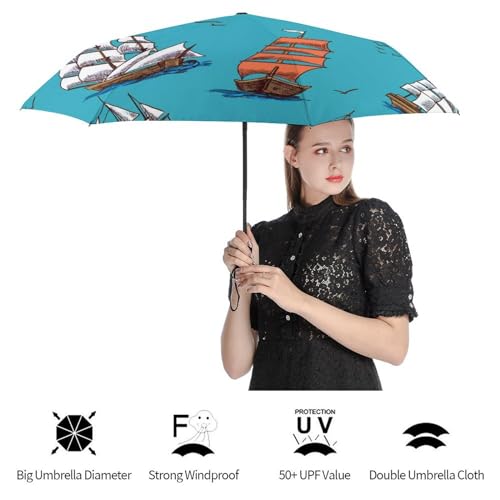 Parapluie automatique compact et résistant avec poignée au style vintage - 4