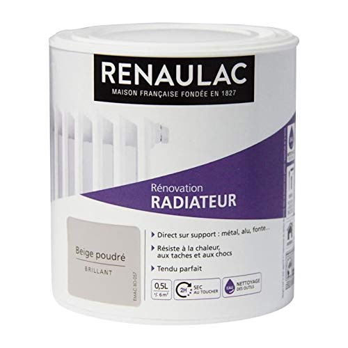 RENAULAC Peinture Rénovation Radiateur Beige Poudré - Brillant - 0,5L - 6m²/ pôt