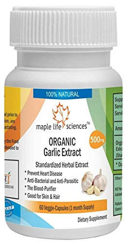 ORGANIC Garlic Extract - 60 Vegan Capsules (Allium Sativum L.) - 500mg