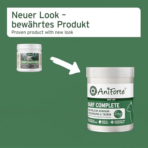 AniForte Barf Complete Katze 100g - Natürliche Rundumversorgung mit Omega 3, Bierhefe, Taurin, Hagebutte, Premium Futter Zusatz zum Barfen, Vitamine & Mineralstoffe