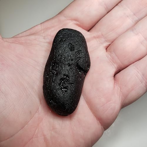 Image of Rare Indochinite Black Tektite 41g, Raw Meteorite Impact Glass, 1pc 59mm Natural Specimen, from Vietnam ID#I