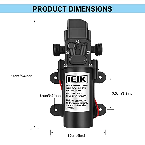 Image of Water Pressure Diaphragm Pump DC 12V 45W Water Pressure Sprayer Pump 4LPM 1.05 GPM 108PSI 147ft Self Priming Pump for Caravan RV Boat Marine Agricultural Spraying Port