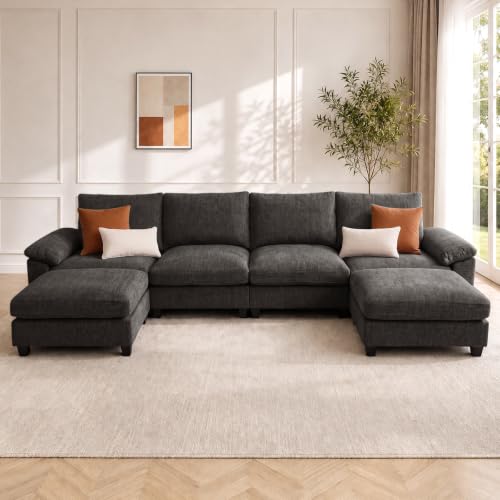 Image of Sectional Couches for Living Room, 141 inch U Shaped Cloud Sofa & Couch
