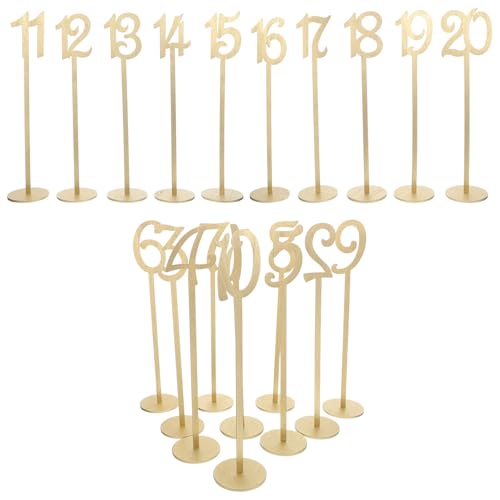 20 Numéros de Table en Bois Or 1-20 avec Support pour Décoration de Mariage Chaleureuse