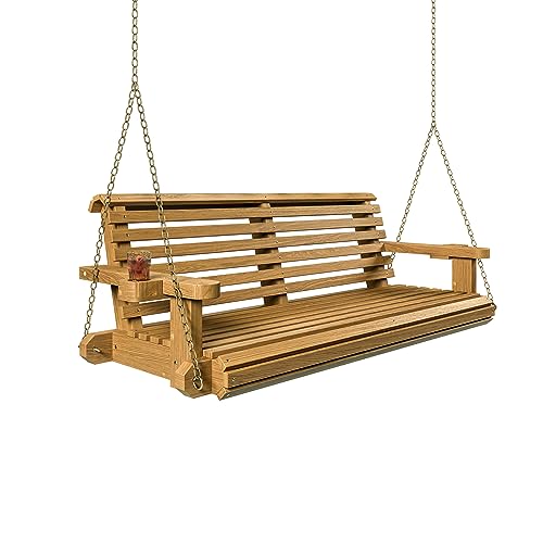 Image of Porchgate Amish Heavy Duty 800 Lb Roll Comfort Treated Porch Swing W /Chains (5 Foot, Birch)