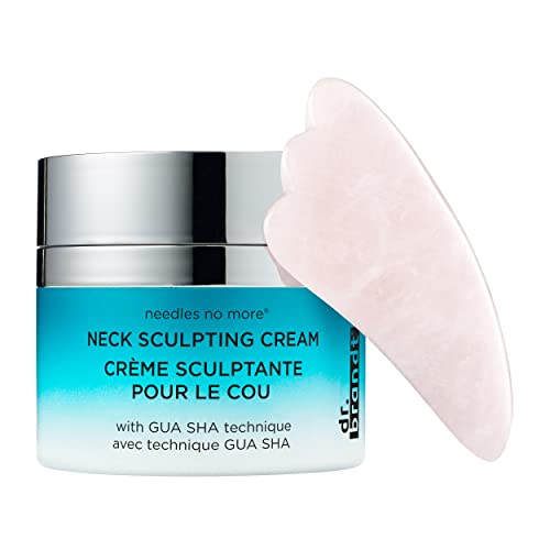 Dr. Brandt Needles No More Neck Sculpting Cream con Técnica Gua Sha. Una Crema de Peso Medio y Raspador Gua Sha de Cuarzo Rosa que Tensa, Suaviza, Reafirma e Hidrata la Zona del Cuello (50 g) Cover