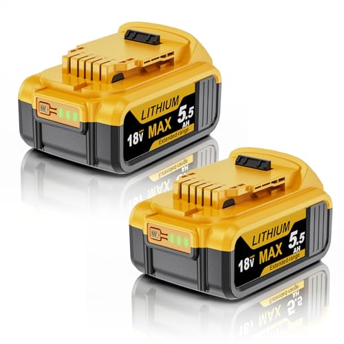 5500mAh Replacement for Dewalt 18V Battery - 2 Pack 5.5Ah Li-Ion 18v DCB180 DCB184 DCB200 DCB182 DCB181 DCB201 DCB204 DCB183 DCB185 DCB203 for Dewalt Power Tools