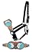 Showman Leather Bronc Halter w/Teal Dream Catcher & Feather Design