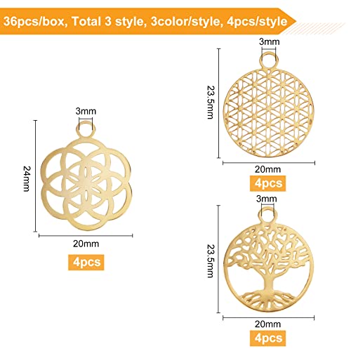 36 Pendentifs Filigrane Laiton BENECREAT - Fleur, Arbre De Vie | Pour DIY Bijoux Colliers Bracelets