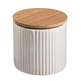TIENDA EURASIA - Tarro de Cerámica con Tapa de Madera, Rayas)