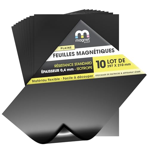 The Magnet Shop Feuilles magnétiques TMS A4 - Aimants artisanaux, feuilles flexibles de 0,4 mm pour stocker des découpes, des illustrations, des travaux...