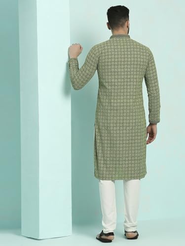 Image of Rajubhai Hargovindas Men's Chikankari Embroidered Cotton Kurta (Ches)