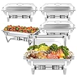 PRIJESSE 5 Stück 8 QT Chafing Dish für Buffet, Edelstahl Chafing Dish Buffet Sets, Stapelbares Design Speisenwärmer für Partys, Hochzeiten, Zuhause, Weihnachtsbuffets