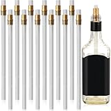 Nuanchu 24 Pieces Wine Bottle Torch Wicks Kit Include 12 Pcs Brass Torch Wick Holders with Washer and 12 Pcs Fiberglass Replacement Liquor Bottle Wicks for DIY Homemade Oil lamp Indoor Outdoor Decor
