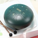  LHMYGHFDP Steel Tongue Drum Drumsticks Drum mit Finger Cots Yoga Meditation 6 Zoll Steel Tongue Drum Instruments Zubehör,Grün