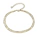 Valloey Women Girls Handmade Dainty Anklet Silver 14K Gold Filled Bead Boho Beach Cubic Zirconia Foot Chain Adjustable Ankle Bracelet for Women(ANK-col-Gold)