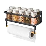 Aitmexcn Spice Rack Magnetic Shelf with Paper Towel Holder Roll, Magnetic Spice Holder, Wall Mounted Seasoning Organizer