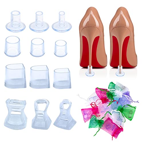 AWAVM 12Pares de Fundas Protectoras de Suelas de Tacones Altos Sombreros de Tacones Transparentes Fundas de Tacones Silenciosos Duraderas Reparación de Reemplazo de Tacones Ocasiones Oficiales Bodas