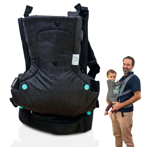 CAL MA ¡LIQUIDACIÓN! Mochila Portabebés Ergonómica, Mochila Porteo Bebe, Portabebes Ergonómico, Canguro para Bebé, Porta Bebé, Comodidad y Seguridad para Tu Pequeño (NEGRO)
