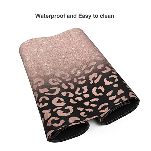 Desk Mat Mousepad For Computer Office Keyboard Laptop, Xxl Large Mouse Pad Waterproof Desk Pad With Stitched Edge Non-Slip, Waterproof Mousepad For Women Men, 35.4"X15.7", Leopard Print Pink Rose Gold #TOP2
