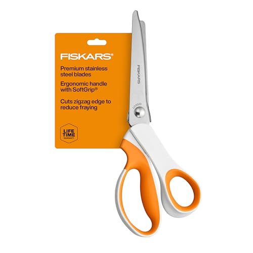 Fiskars Pinking Shears, Gifts for Mom, Fabric Scissors with Ergonomic Handle,Zig Zag Edge and...