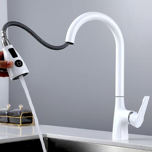 Robinet de cuisine 3 voies extractible et pivotant gris pour eau filtrée