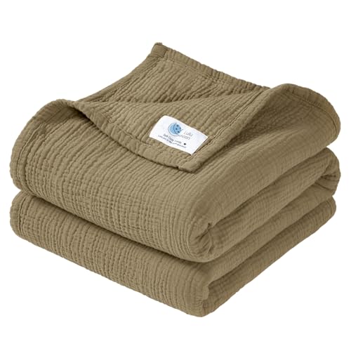 Image of lulumoon Muslin Quilt Blanket, Crib Blanket for Baby and Toddler,47x47 Inches(Olive)