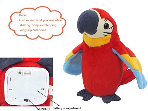 Greus PARROT TOY 9'' Cute Talking Parrot Repeats What You Say Electronic Interactive Plush Toy Stuffed Animal Record Parrot Waving Wings Funny Bird Toys thumb #3