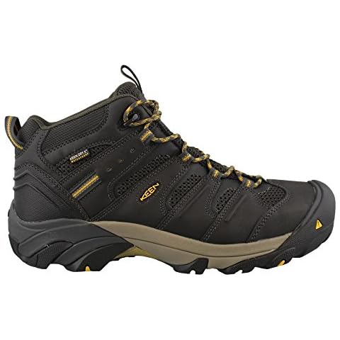 KEEN Utility Men's Lansing Mid Height Steel Toe Waterproof Work Boots, Raven/Tawny Olive, 10.5 Cover