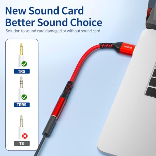USB to 3.5mm Jack Audio Adapter (2-Pack), External Sound Card Converter，STSAUX USB-A to 3.5mm TRRS 4-Pole Mic Female with PC Windows, Laptop, Mac, Desktops, Linux, Plug and Play No Drivers Needed - Thumbnail 2