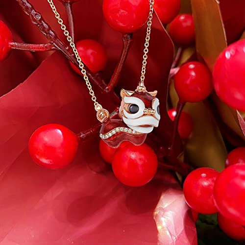 Liutian Jewelry Necklace Pendant Lion Dance Necklace Girls Jewelry Little Lion S925 Silver Birthday Gift #TOP3