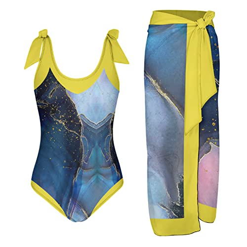 Maillot de bain transbronzant 1 piece avec short menstrual et cover up de plage imprimé